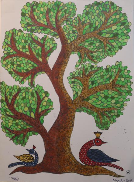Gond tree, A4, poster on paper